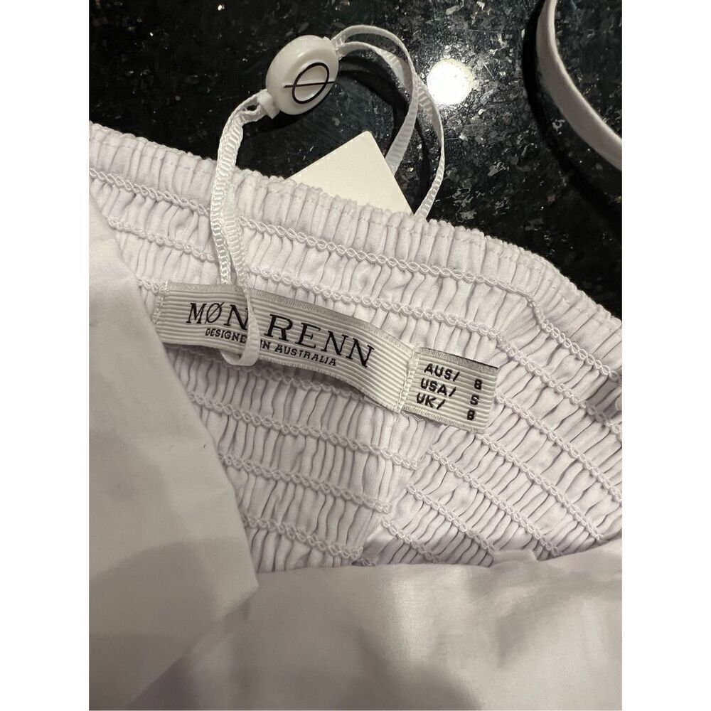 Mon Renn Mystique Midi Dress in White with Beige -VACATION size S NWT$259 - Picture 10 of 11